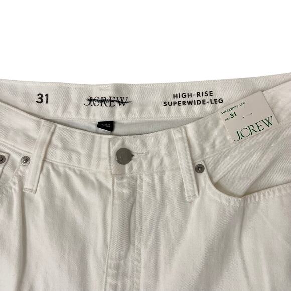 J.Crew NWT High Rise White Wide Leg Rigid Denim Jeans Size 31 - Picture 7 of 8